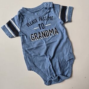 Blue Baby Onesie with Pass Me To Grandma Print 0-3m